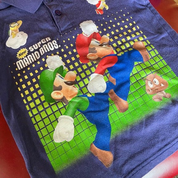 Rare NES Nintendo SUPER MARIO Bros Polo Shirt Retro Collared Shirt Vintage 5T - Picture 2 of 3